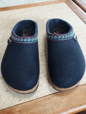 Haflinger GZ Dark Navy Wool Clogs Made In Germany Size 36
